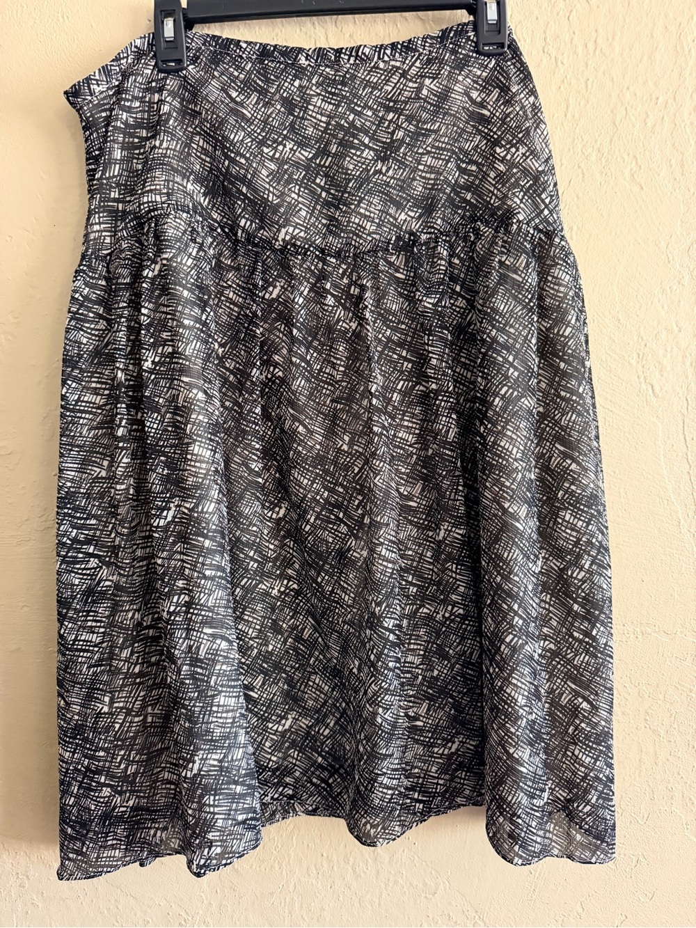 George Black and White Scribble-Print A-Line Skirt